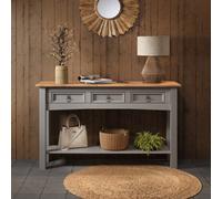 Mercers Furniture Corona Grey Wax 3 Drawer Console Table 1 Shelf Hallway Side Unit Solid Pine With Mexican Styling