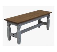Mercers Furniture Corona Grey Wax 4'0" Dining Bench Long Seating Solid Pine With Mexican Styling