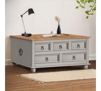 Mercers Furniture Corona Grey Wax 5 Drawer Storage Chest Coffee Table Solid Wood Mexican Pine Wooden