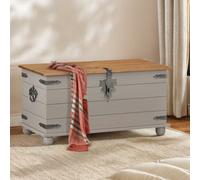 Mercers Furniture Corona Grey Wax Blanket Box Toy Storage Chest Ottoman Solid Pine With Mexican Styling