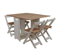 Corona Butterfly Drop Leaf Folding Dining Table 4 Chairs Grey Solid Wooden Pine
