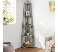 Mercers Furniture Corona Grey Wax Corner Ladder Bookcase Solid Wood Mexican Pine Wooden Shelving