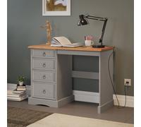 Mercers Furniture Corona Grey Wax Dressing Table 4 Drawer Computer Desk Solid Pine With Mexican Styling