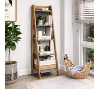 Mercers Furniture Corona Grey Wax Ladder Bookcase Solid Wood Mexican Pine Wooden Leaning Open Shelving Storage