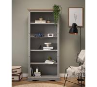 Mercers Furniture Corona Grey Wax Large Bookcase 5 Shelf Open Display Solid Wood Pine Wooden With Mexican Styling