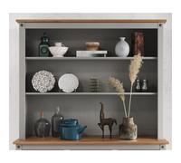 Mercers Furniture Corona Grey Wax Large Dresser Top Buffet 2 Shelf Open Storage Solid Wood Mexican Pine Wooden Display Unit