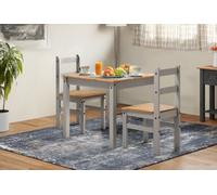 Mercers Furniture Corona Grey Wax Rio Dining Set Table & 2 Chairs Solid Wood Pine Wooden Painted Small Kitchen Square
