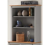 Mercers Furniture Corona Grey Wax Small Dresser Top 2 Shelf Buffet Top Solid Pine With Mexican Styling