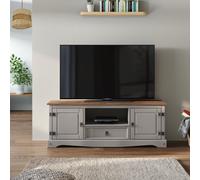 Mercers Furniture Corona Grey Wax Widescreen Tv Unit 2 Door 1 Drawer Media Unit Solid Pine With Mexican Styling