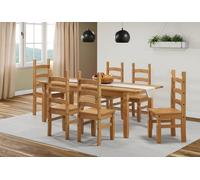 Mercers Furniture Corona Large Extending Table & 6 Chairs Dining Set Solid Wood Pine Wooden With Mexican Styling
