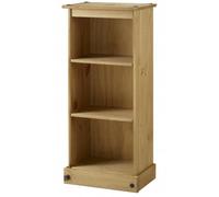 Mercers Furniture Corona Low Narrow Bookcase Slim Small Display Storage Solid Pine Wood With Mexican Styling Pine