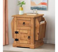 Mercers Furniture Corona Magazine Rack Newspaper 1 Door 1 Drawer Table Bedside Cabinet Lamp Solid Wood Pine Wooden Mexican Styling