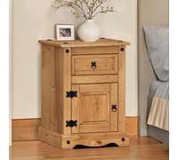 Mercers Furniture Corona Medium Pot Cupboard Bedside Cabinet 1 Door 1 Drawer Solid Wood Pine With Mexican Styling Wooden