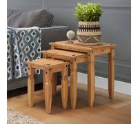 Mercers Furniture Corona Piccolo Nest Of Tables 3 Side End Table Set Solid Wood Pine Wooden With Mexican Styling