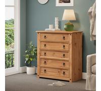 Mercers Furniture Corona Small 5 Drawer Chest Of Drawers Rustic Solid Pine With Mexican Styling