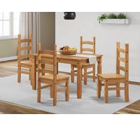 Mercers Furniture Corona Small Extending Table & 4 Chairs Dining Set Solid Pine With Mexican Styling