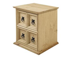 Mercers Furniture Corona Solid Pine Wood 2x2 CD Tower Unit Chest Wooden Living Room Side Table Bedroom End Lamp Cabinet For Hallway Lounge 44cm High 38cm Wide 30cm Deep