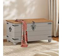 Mercers Furniture Corona Solid Wood Pine Grey Painted Wax Blanket Box Wooden Toy Ottoman Storage Chest Trunk Mexican Style 46cm High 92cm Wide 45cm Deep