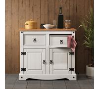 Mercers Furniture Corona White 2 Door 2 Drawer Sideboard Cabinet Solid Wood Pine Wooden With Mexican Styling