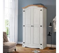 Mercers Furniture Corona White 2 Door Arch Top Double Wardrobe Solid Wood Pine Wooden With Mexican Styling