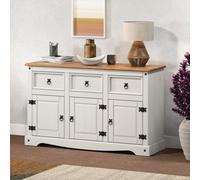 Corona Sideboard White 3 Door 3 Drawer Cabinet Solid Wood Mexican Pine Wooden