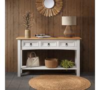 Mercers Furniture Corona White 3 Drawer Console Table 1 Shelf Hallway Stand Side Unit Solid Wood Pine Wooden With Mexican Styling