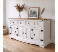 Mercers Furniture Corona White 4 Door Sideboard Cabinet Cupboard Dresser Solid Wood Mexican Pine Wooden