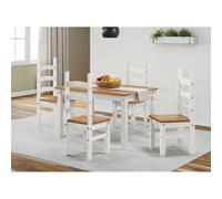 Mercers Furniture Corona White 4'0" Dining Table & 4 Chairs Set Solid Wood Mexican Pine Wooden