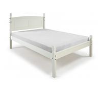 Mercers Furniture Corona White 4Ft6 Double Low End Bed Frame Solid Wood Pine Wooden Painted 4'6" With Mexican Styling