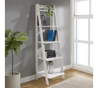Mercers Furniture Corona White Ladder Bookcase Solid Wood Mexican Pine Wooden Leaning Shelving Unit Shelves