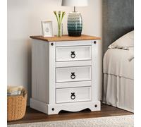 Corona White Large 3 Drawer Bedside
