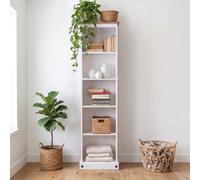Mercers Furniture Corona White Tall Narrow Bookcase Slim Shelving Display Solid Wood Mexican Pine Wooden