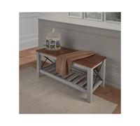 Mercers Furniture Cottage Grey Painted Pine Bench - Wooden with Slatted Storage Shelf - 59H x 107W x 42D cm