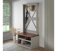 Mercers Furniture Cottage Grey Painted Pine Hall Tree Coat Rack - Wooden with Storage Shelf - 171H x 80W x 44D cm