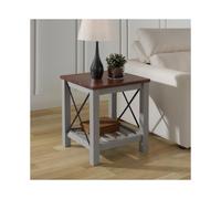 Mercers Furniture Cottage Grey Painted Pine Lamp Table - Wooden Side Table with Storage Shelf - 60H x 50W x 50D cm