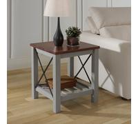 Mercers Furniture Cottage Grey Painted Pine Lamp Table Wooden With Storage Shelf Side End Unit Solid Wood 60H X 50W X 50D Cm