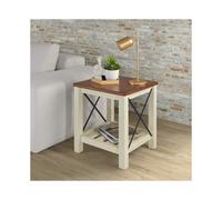 Mercers Furniture Cottage White/Cream Painted Pine Lamp Table - Wooden Side Table with Storage Shelf - 60H x 50W x 50D cm