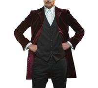 MERCH ATTIRE Doctor 12th Velvet Coat Peter Cosplay Long Wool Costume Coat Time Traveller Costume