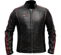 MERCH ATTIRE Men N7 Mass Effect 3 Fighter Leather Jacket for Men - Black Gaming Costume Leather Jacket