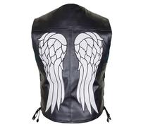MERCH ATTIRE Mens Biker Angel Wings Leather Vest | Daryl Dixon Vest Motorcycle Faux Leather Vest