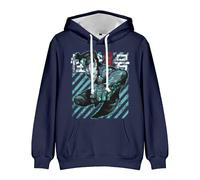 Merch Kaiju No. 8 Animation Unisex Long Sleeve Casual Graphic Hooded (Blue,XL)