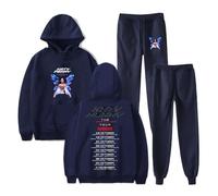 Merch Katy Perry The Lifetimes Tour Hoodie Jogger Pants Two Piece Sets Sweatshirts+Sweatpants Men Women's Set (Navy,XL)
