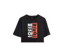 Merch Kevin Parker New Person Same Old Mistakes Song Crop Top T-Shirt Women Girl Short Sleeve (Black,S)