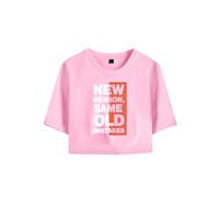 Merch Kevin Parker New Person Same Old Mistakes Song Crop Top T-Shirt Women Girl Short Sleeve (Pink,XXL)