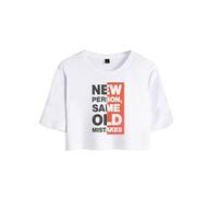 Merch Kevin Parker New Person Same Old Mistakes Song Crop Top T-Shirt Women Girl Short Sleeve (White,XS)