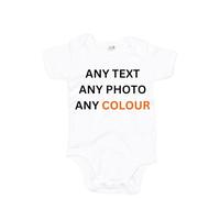 Merch Kingdom personalised Baby Grow Vest Bodysuit boys girls New baby Gift Announcement (short sleeve) Custom Print (Organic White, 6-12 Months)