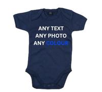 Merch Kingdom personalised Baby Grow Vest Bodysuit boys girls New baby Gift Announcement (short sleeve) Custom Print (Nautical Navy, 0-3 Months)