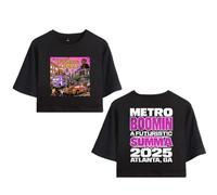 Merch Metro Boomin A Futuristic Summa 2025 Crop Top T-Shirt Women Girl Short Sleeve (Black,M)