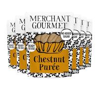 Merchant Gourmet Chestnut Puree - Slowly Roasted Rich Puree - Source of Fibre, Low Saturated Fat & Vegan - Ideal for Baking & Desserts - Pack of 6 x 200g Ready-to-eat Pouches
