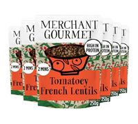 Merchant Gourmet Cooked Tomatoey French Puy & Green Lentils - High in Protein, Source of Fibre & Vegan - Pack of 6 x 250g Ready-to-eat Pouches